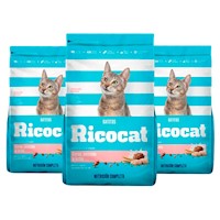 Comida para Gatitos Ricocat de Carne, Pescado y Leche Bolsa 500g x3